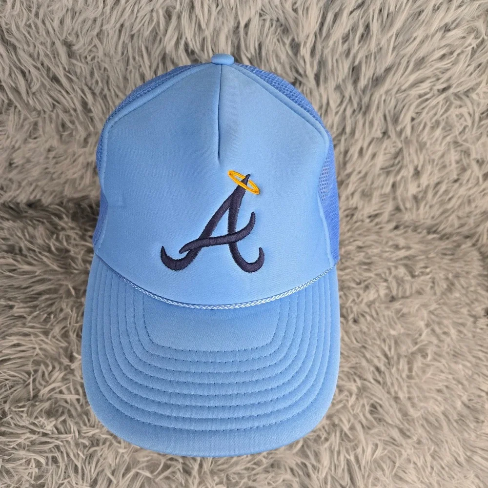 Unbranded Trucker Hat Unisex OS Sky Blue Atlanta‎ Halo Retro Snapback Mesh Cap